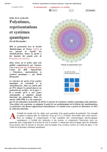 Polynômes, représentations et systèmes quantiques - IMJ-PRG