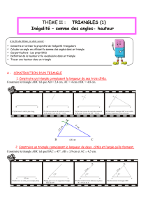 THEME 11 : TRIANGLES (1) Inégalité – somme des angles