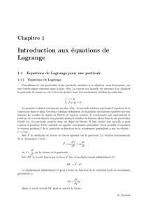 Introduction aux équations de Lagrange