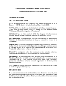 Déclaration de Salvador de Bahia - Organisation internationale de