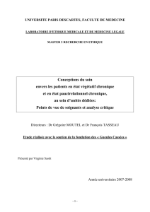 Conceptions du soin envers les patients en état végétatif chronique