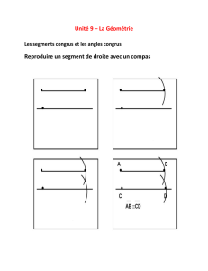 Unité 9 – La Géométrie Reproduire un segment de droite avec un