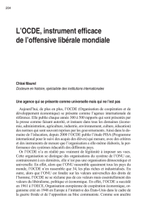 L`OCDE, instrument efficace de l`offensive libérale mondiale