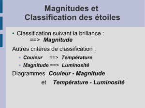Magnitudes et Classification des étoiles