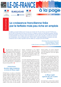 La croissance francilienne tirée par le tertiaire mais peu riche en