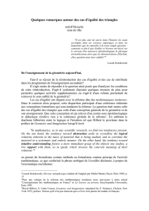 Quelques remarques autour des cas d`égalité des triangles