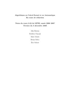 Algorithmes en Calcul Formel et en Automatique En