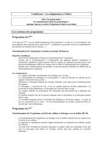 Les adaptations à l`effort Les contenus des programmes Programme