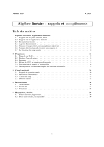 Algèbre linéaire : rappels et compléments