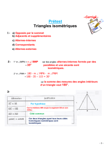 Prétest Triangles isométriques