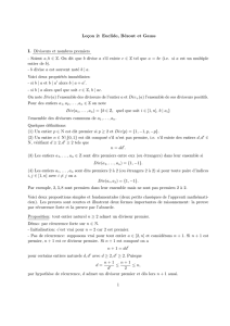 Leçon 2: Euclide, Bézout et Gauss I. Diviseurs et nombres premiers