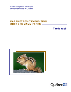 Paramètres d`exposition chez les mammifères – Tamia rayé