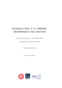 Introduction à la théorie géométrique des groupes