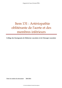 Item 131 : Artériopathie oblitérante de l`aorte et des membres