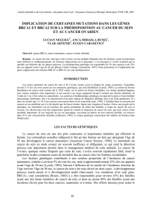 implication de certaines mutations dans les gènes brca1 et brca2