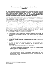 Recommandations issues du groupe de travail « fibres » Février 2014