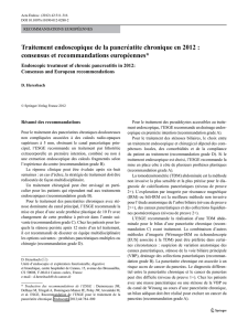 Traitement endoscopique de la pancréatite chronique en 2012