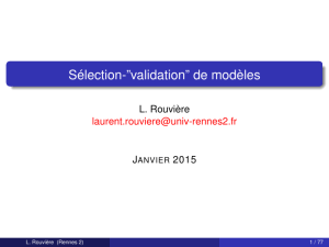 Sélection-”validation” de modèles - Pages personnelles Université