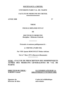 analyse de prescription des morphiniques aupres des medecins