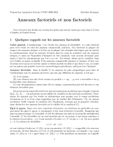 Anneaux factoriels et non factoriels