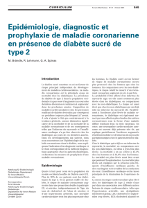 Epidémiologie, diagnostic et prophylaxie de maladie coronarienne