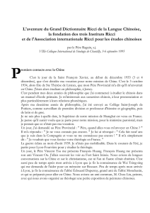 L`aventure du Grand Dictionnaire Ricci de la Langue Chinoise, la