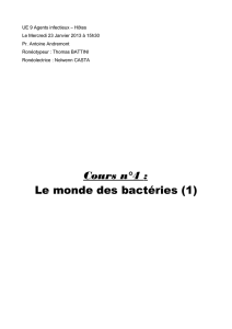 Cours n°4 : Le monde des bactéries (1) - Cours L3 Bichat 2012-2013
