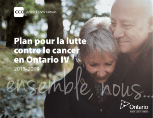 Plan pour la lutte contre le cancer en Ontario IV 2015-2019