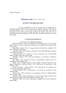 Christian Touratier SYNTAXE LATINE (LATIN SYNTAX) ELEMENTS