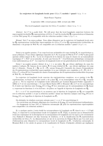 La conjecture de Langlands locale pour GL(n, F) - IMJ-PRG
