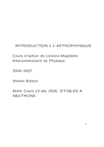 INTRODUCTION `a L`ASTROPHYSIQUE Cours d`option de Licence