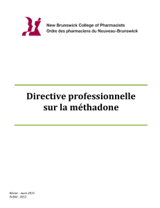 Directive professionnelle sur la méthadone