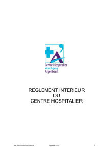 Le règlement intérieur du Centre hospitalier d`Argenteuil