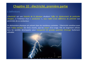 Chapitre 10 : électricité, première partie