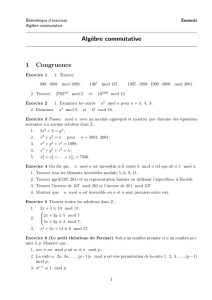 Alg`ebre commutative 1 Congruence