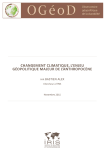 changement climatique, l`enjeu géopolitique majeur de l