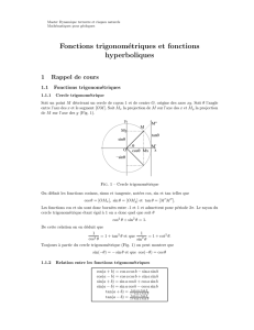 Fonctions trigonométriques et fonctions hyperboliques