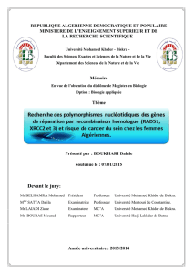 RECHERCHE DES POLYMORPHISMES NUCLÉOTIDIQUES DES