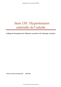 Item 130 : Hypertension artérielle de l`adulte