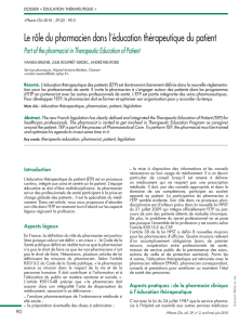 Le rôle du pharmacien dans l`éducation thérapeutique du patient