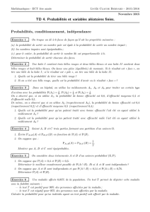 TD 4. Probabilités et variables aléatoires finies - maths-df