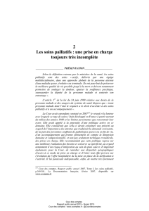 Les soins palliatifs : une prise en charge
