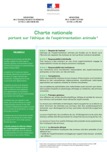 Charte nationale portant sur l`éthique de l`expérimentation animale