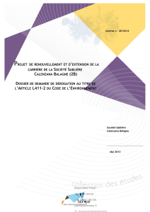 projet de renouvellement et d `extension de la carrière de la société