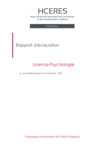 Evaluation de la licence Psychologie de l`Université de