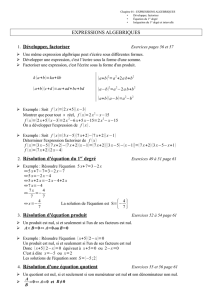 EXPRESSIONS ALGEBRIQUES 1. Développer, factoriser 2