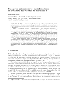 Cat egories pr emodulaires, modularisations et invariants des vari et