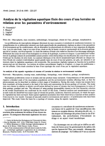 Analyse de la végétation aquatique fixée des cours d\`eau lorrains