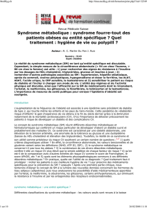 Syndrome métabolique - URPS Pays de la Loire