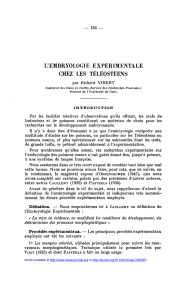 L\`embryologie expérimentale chez les téléostéens